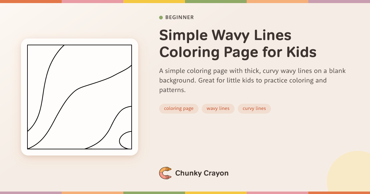 Simple Wavy Lines Coloring Page for Kids - Free Printable | Chunky Crayon